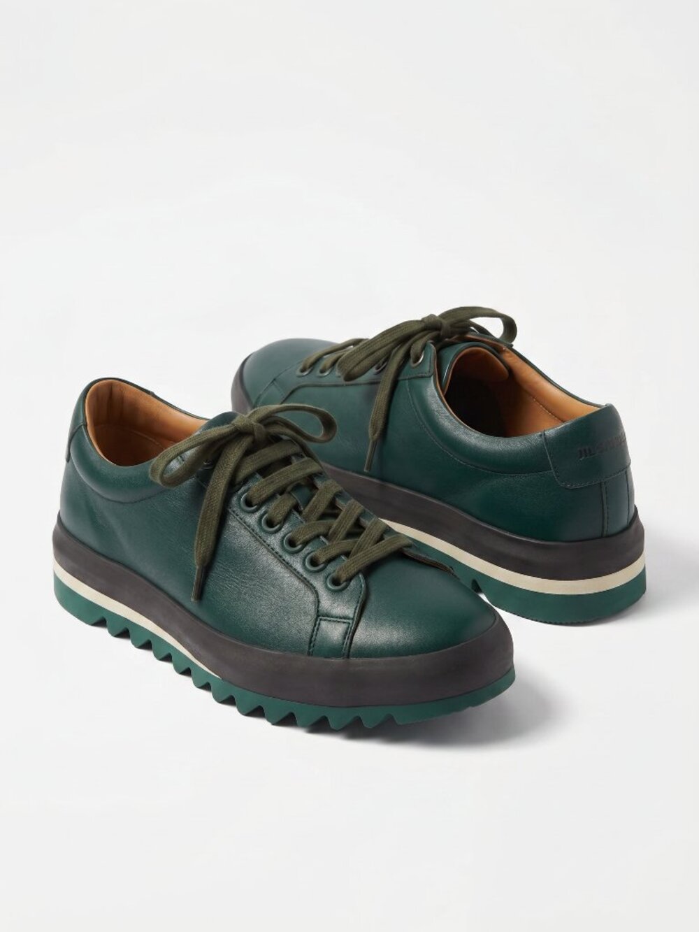 Jil Sander Green Leather Platform Sneakers EU 41 US 8-8.5 Luxury Designer